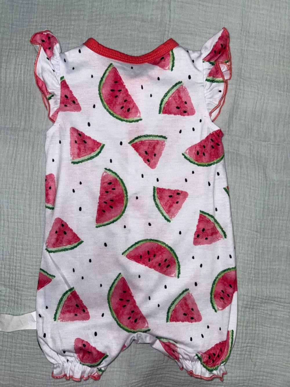 Watermelon Print Baby Romper in White and Pink 6/9M - Picture 2 of 2